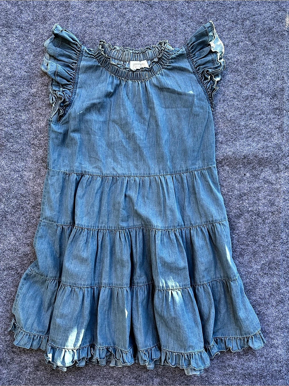 STS Girls Large Blue Tiered Cotton Dress Like New